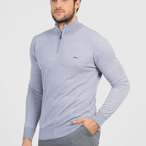 Sueter cinza gola alta ziper