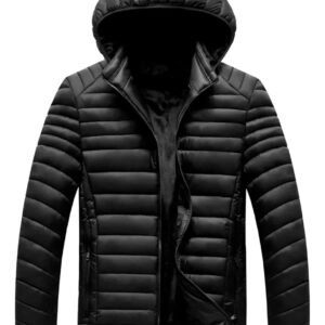 Jaqueta Bobojaco Masculina Preta Impermeável com Capuz Removível e Bolso Interno