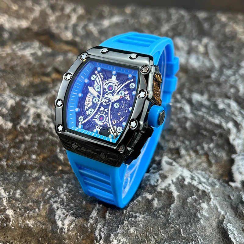 Relógio masculino luz marca de luxo barril vinho dial moda noite - Imagem 2