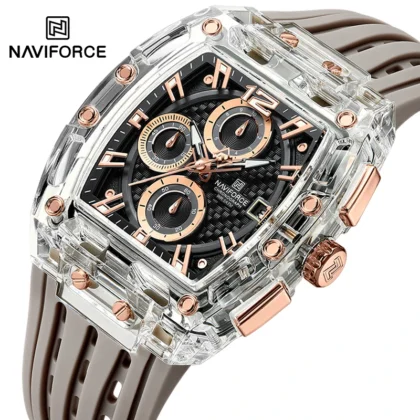 Novo naviforce relógios multifuncionais de quartzo masculino moda