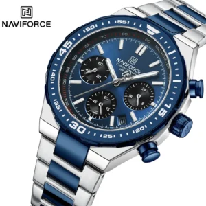 Naviforce moda relógio para homens de alta qualidade luxo aço inoxidável à prova dwaterproof água clássico quartzo relógios pulso masculino grande rosto