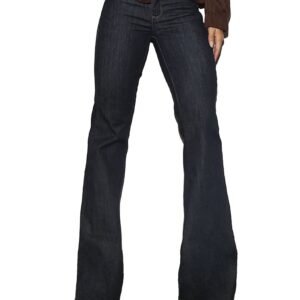 Calça jeans Conciência feminina flare com lapela