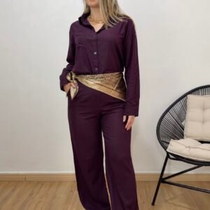 Conjunto PA feminino camisa e calça pantalona 100% linho