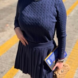 Conjunto tricô modal saia plissada