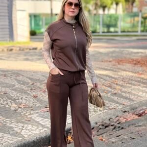 Colete e calça comfy elegante malha Moletinho premium