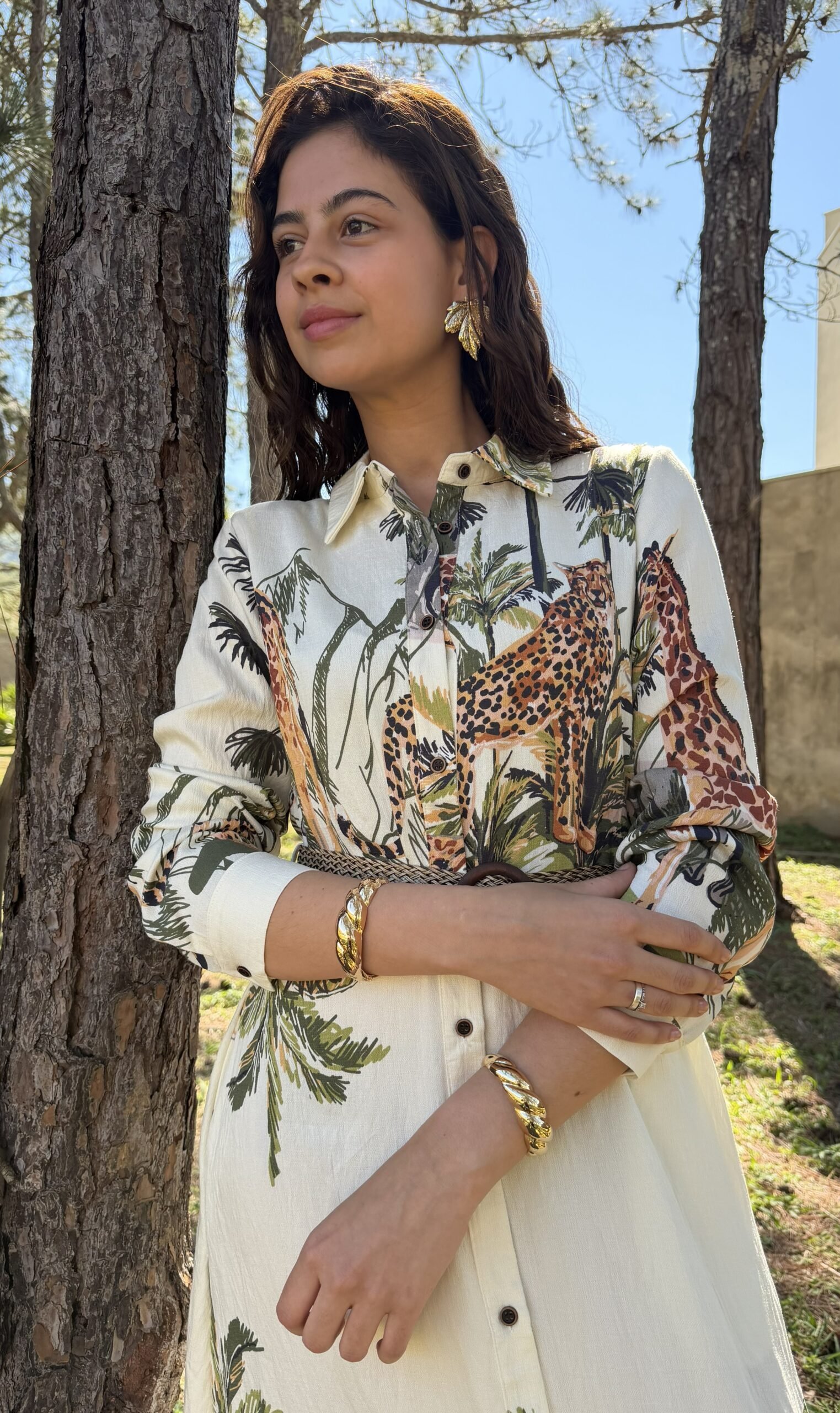Vestido Chemise Estampa Safari Tropical - Imagem 3