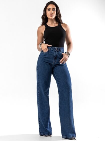 Calça Jeans Consciência Wide Leg Escura 100% Algodão 29000