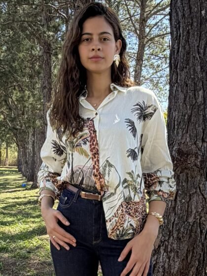 Camisa Manga Longa Estampa Safari Tropical