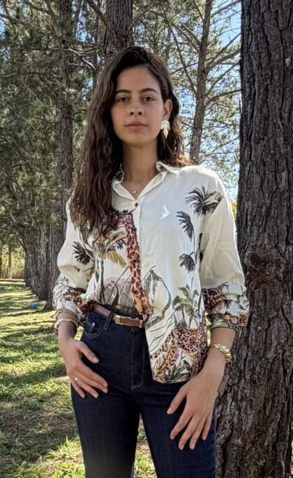 Camisa Manga Longa Estampa Safari Tropical