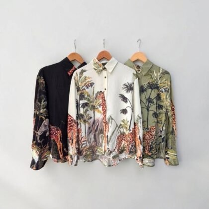 Camisa Manga Longa Estampa Safari Tropical