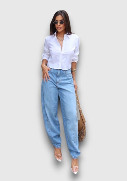 Calça Jeans Consciência Baloon Feminina com Recortes