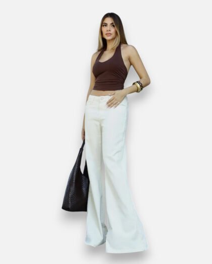 Calça Jeans Consciência Maxi Flare Off White 25105