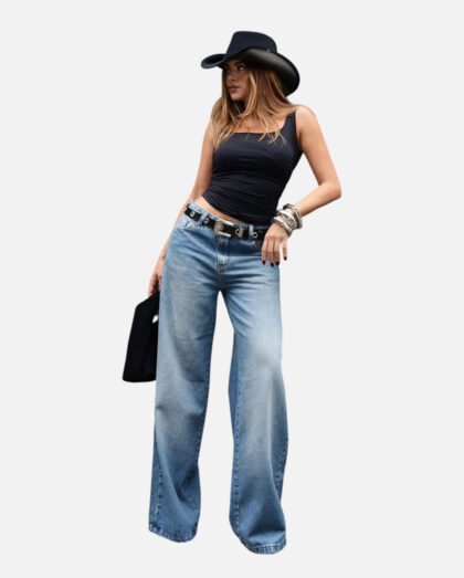 Calça Jeans Consciência Relaxed sky sujinho