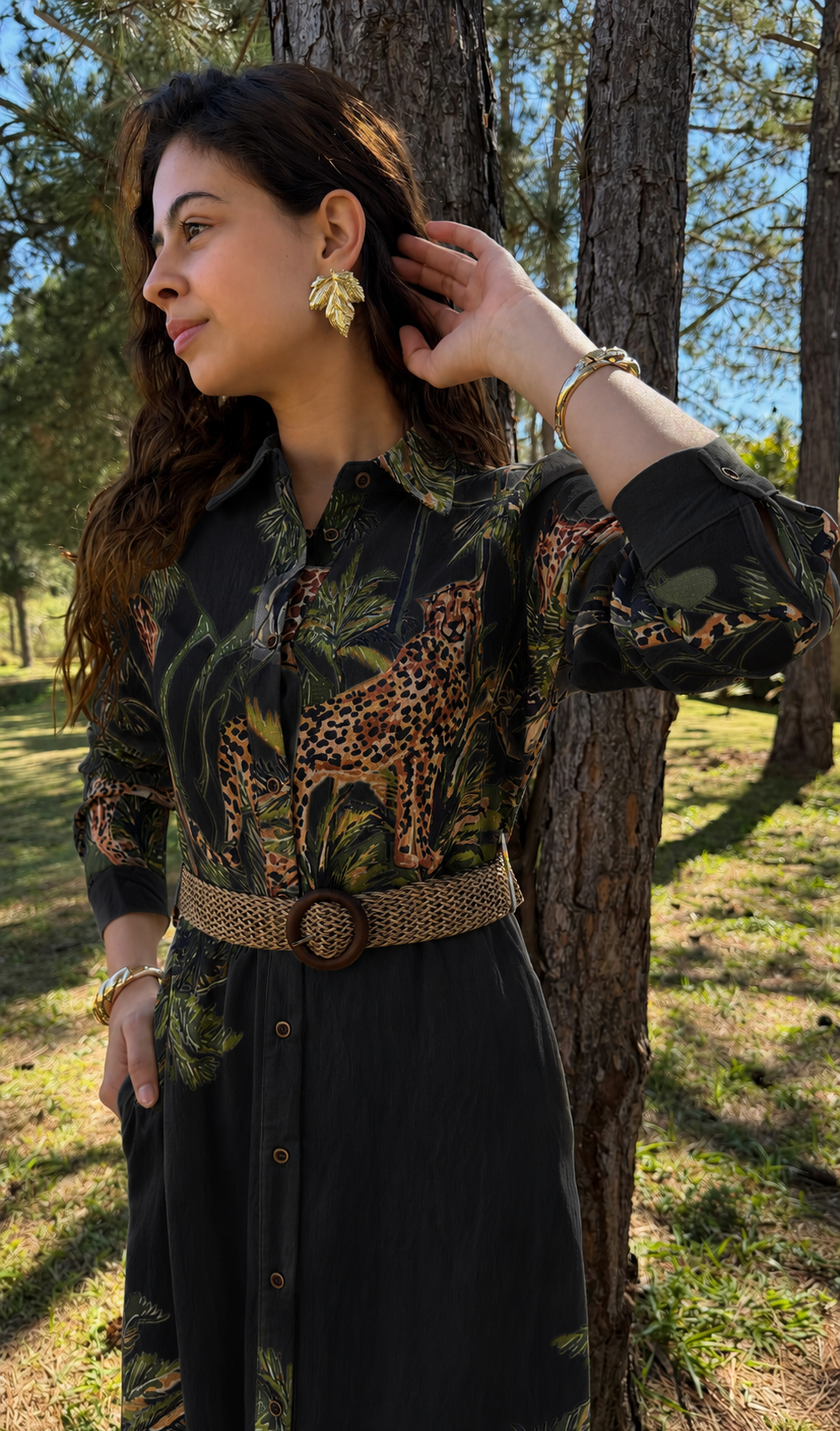 Vestido Chemise Estampa Safari Tropical - Imagem 4
