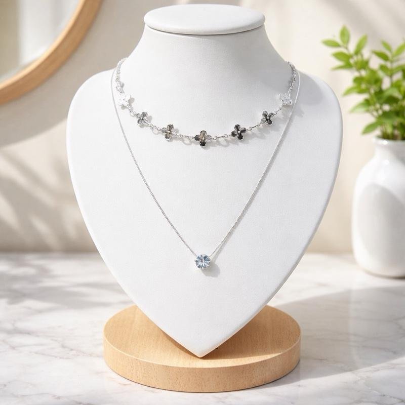 Colar e Pulseira Folheado a Prata Conjunto Feminino Qualidade Elegante e Durável Trevinho - Imagem 2