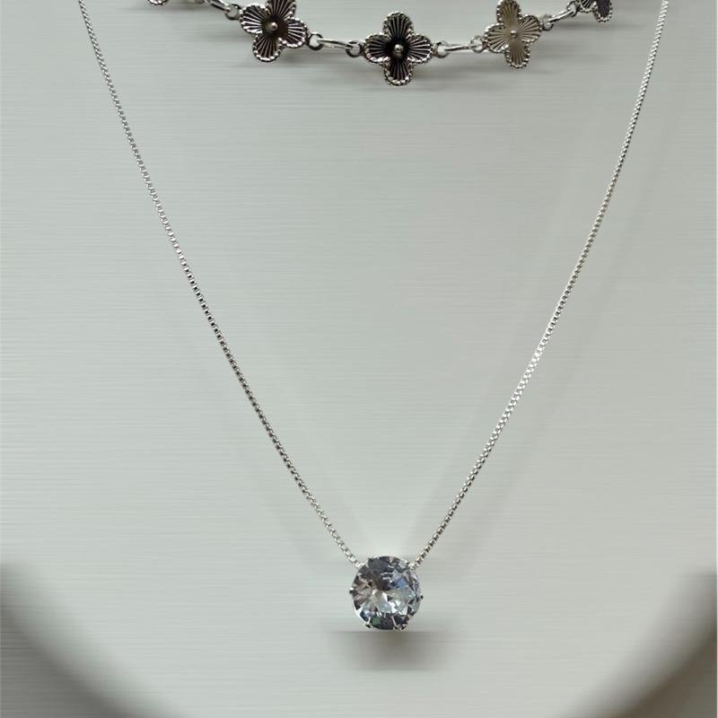 Colar e Pulseira Folheado a Prata Conjunto Feminino Qualidade Elegante e Durável Trevinho - Imagem 3