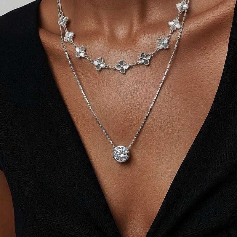 Colar e Pulseira Folheado a Prata Conjunto Feminino Qualidade Elegante e Durável Trevinho - Imagem 4