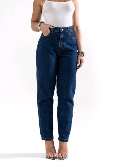 Calça Jeans Consciência Mom Cintura Alta Algodão 00101 Escura