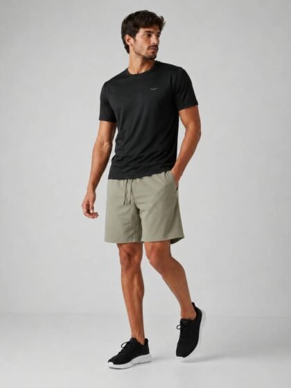 Short Masculino Dryfit Atleta Slim Fit com Zíper Invisível para Esportes Casual
