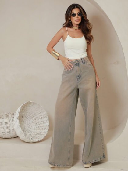Calça Jeans Consciência Wide Hanger Feminina 29910 Sujinho