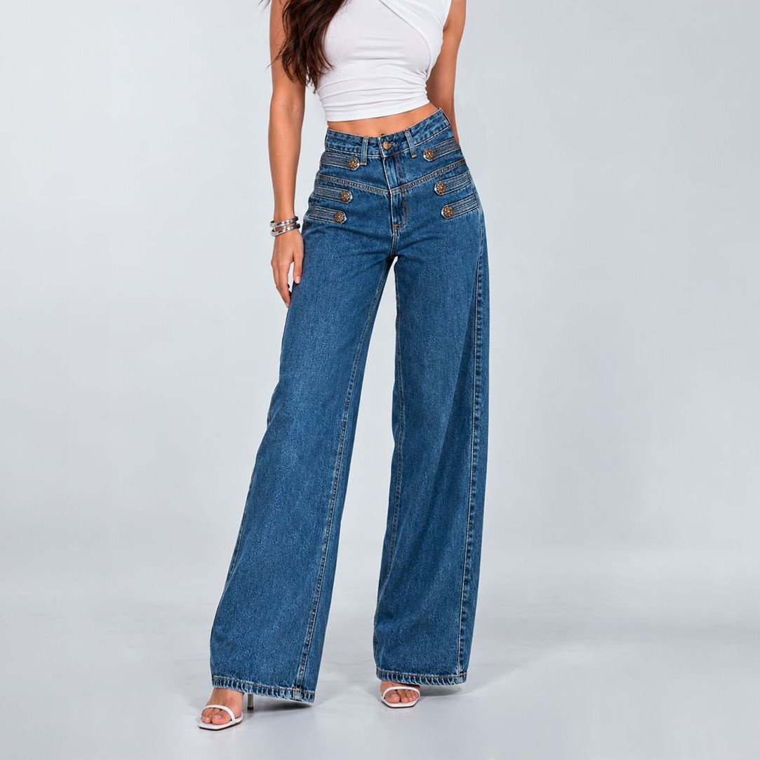 Calça Consciência Jeans Wide Leg Napoleão 25891 Escura - Imagem 3