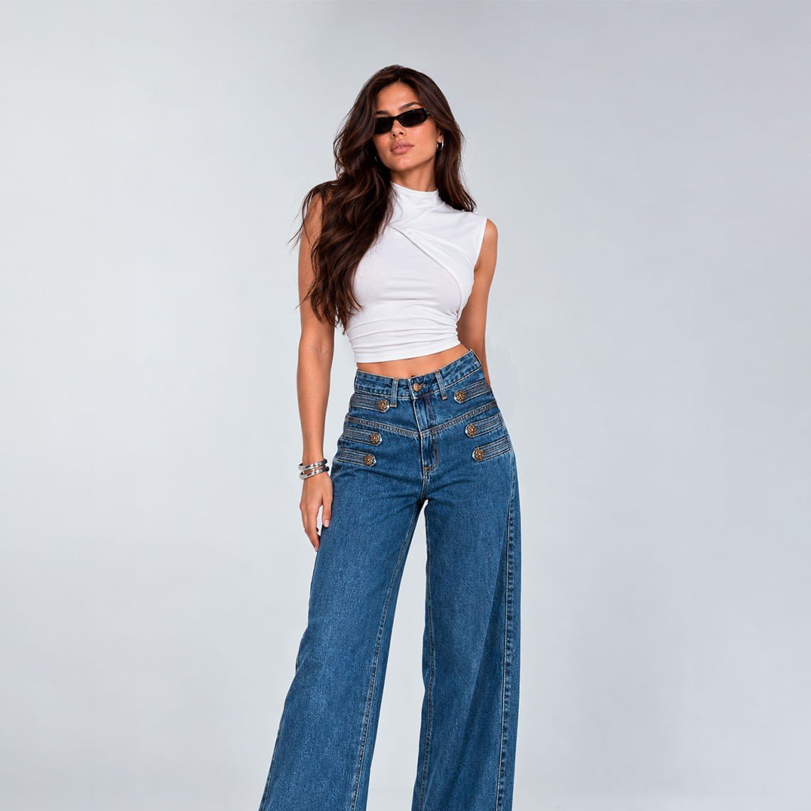 Calça Consciência Jeans Wide Leg Napoleão 25891 Escura - Imagem 4